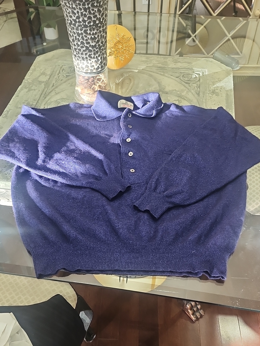 Cerutti Brothers Vintage Deep Blue Silk/ Cashmere Wool Blend Knit Luxory Sweater